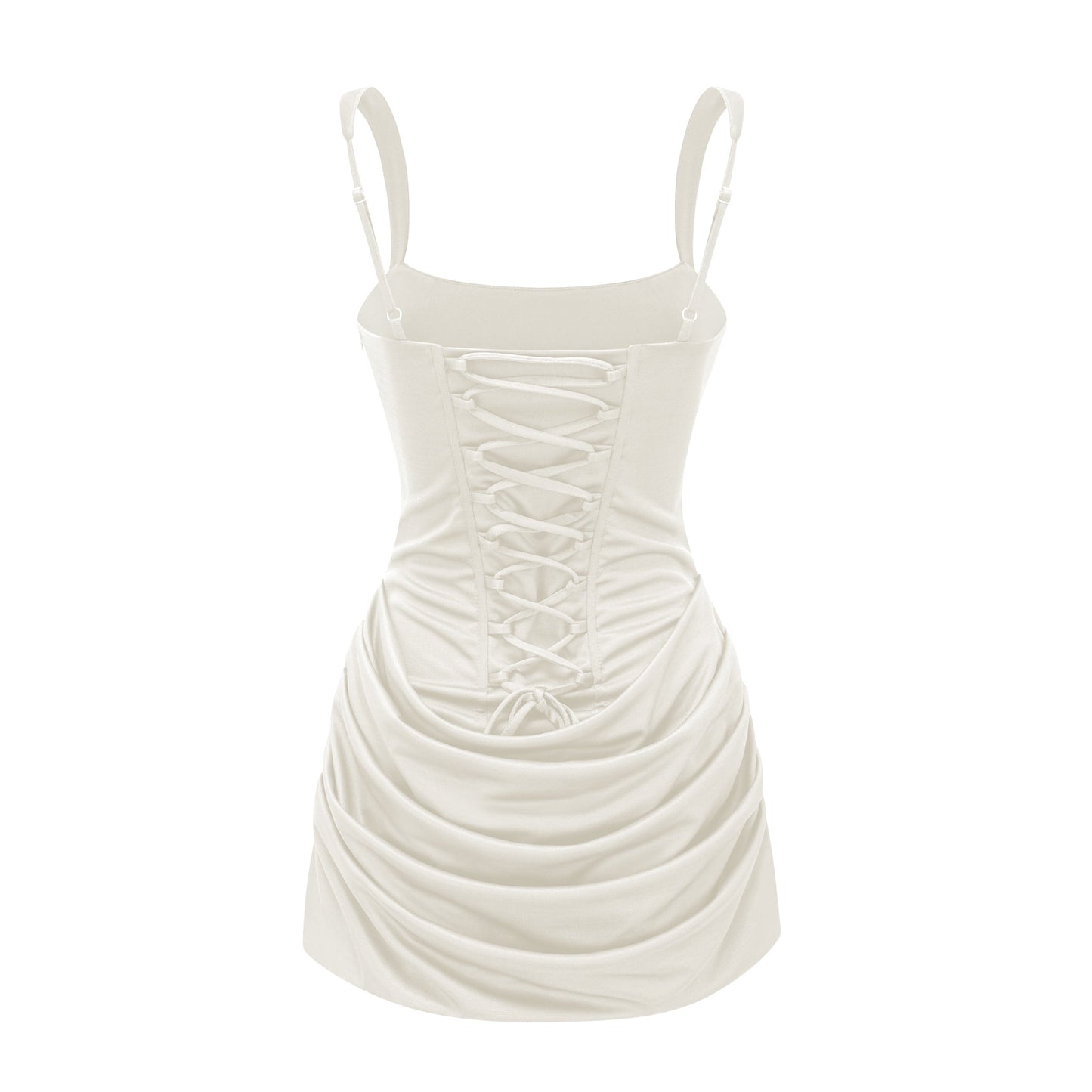 Paulette White Ruched Bodycon Mini Dress