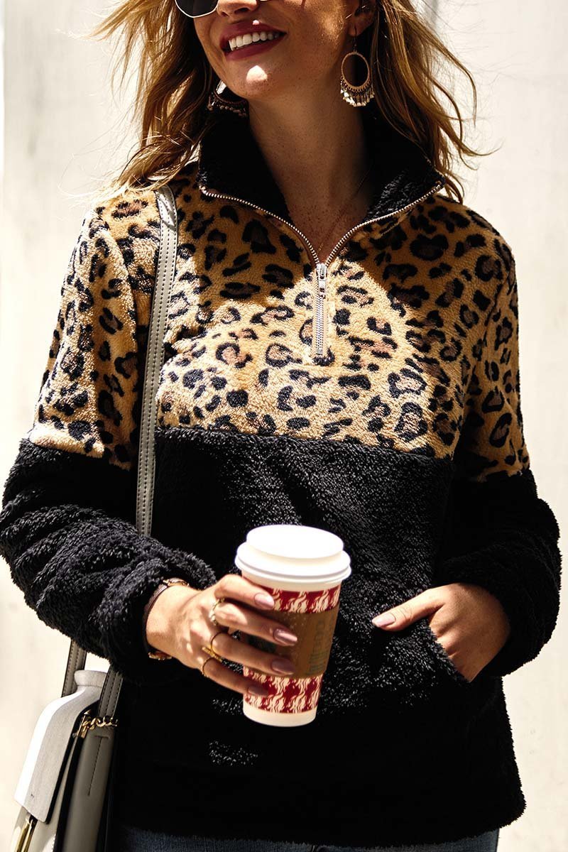 Omyke Leopard Stitching Tops