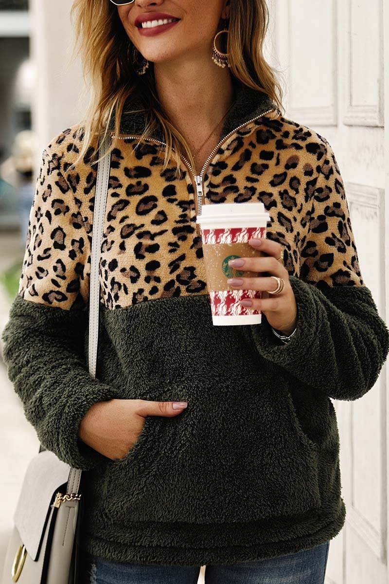Omyke Leopard Stitching Tops
