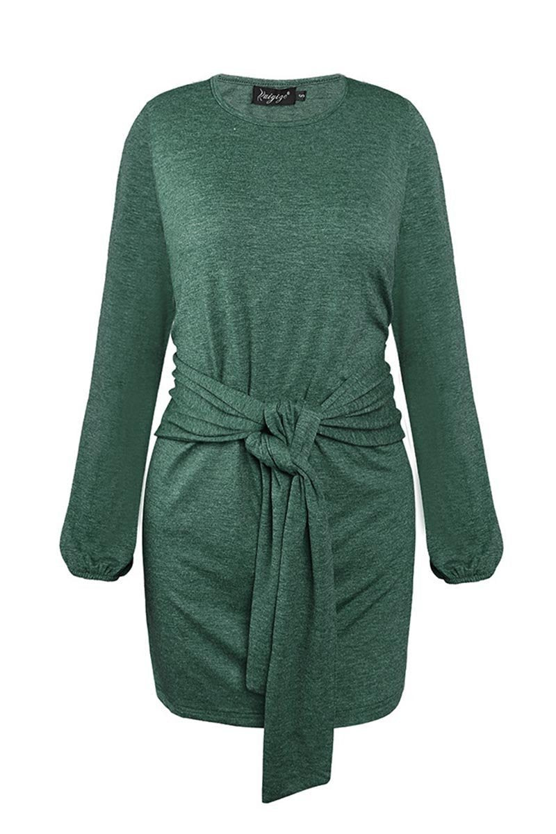 Omyke New Mini Dress With Belt(3 Colors)