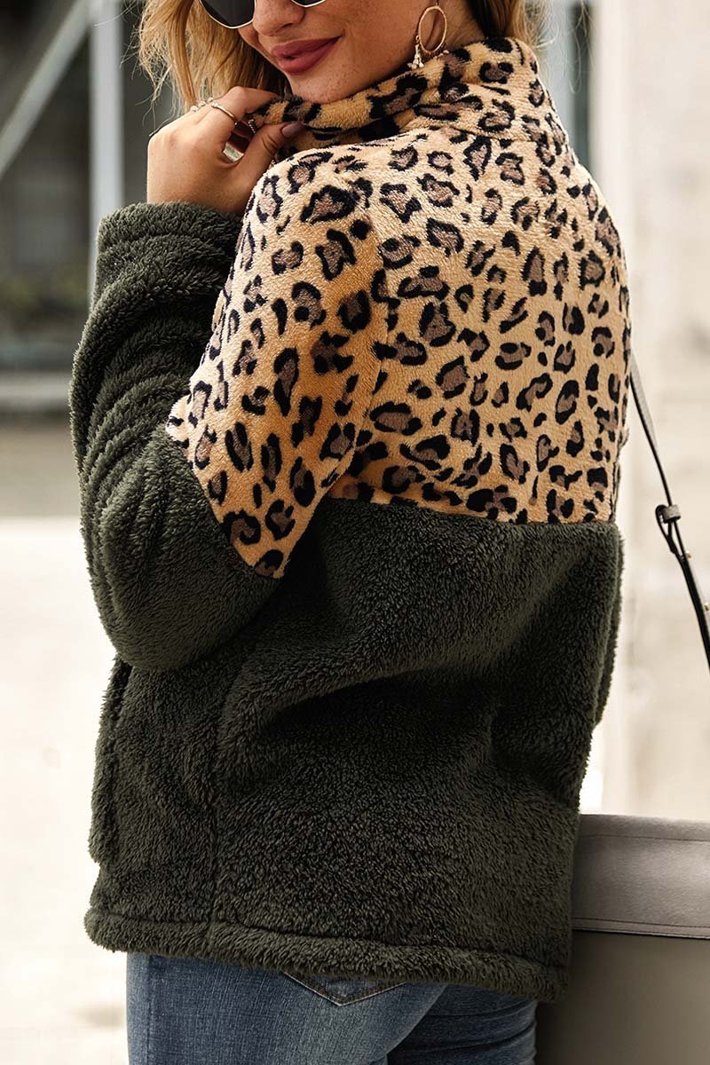 Omyke Leopard Stitching Tops