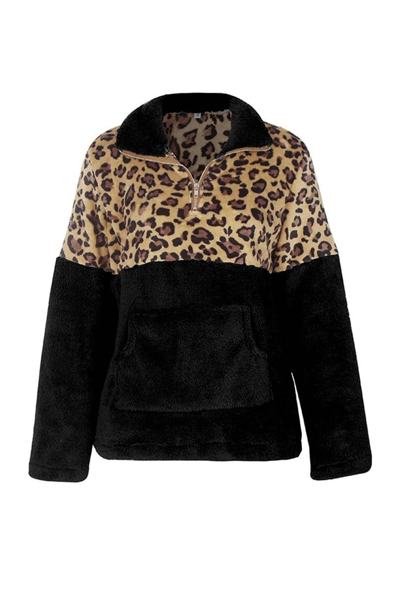 Omyke Leopard Stitching Tops