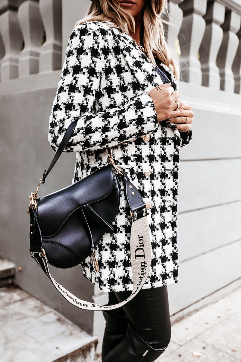 Fashion Street Plaid Turn-back Collar Outerwear(5 Colors)
