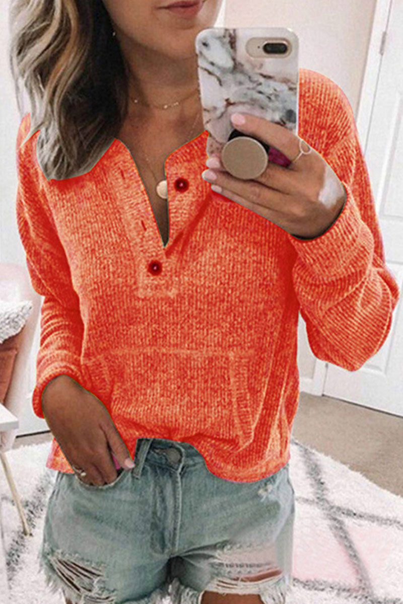 Fashion Street Solid Patchwork V Neck Tops(8 colors)