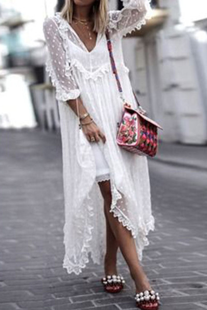 Fashion Casual Solid See-through V Neck Princess Dresses(Without strap)(4 Colors)