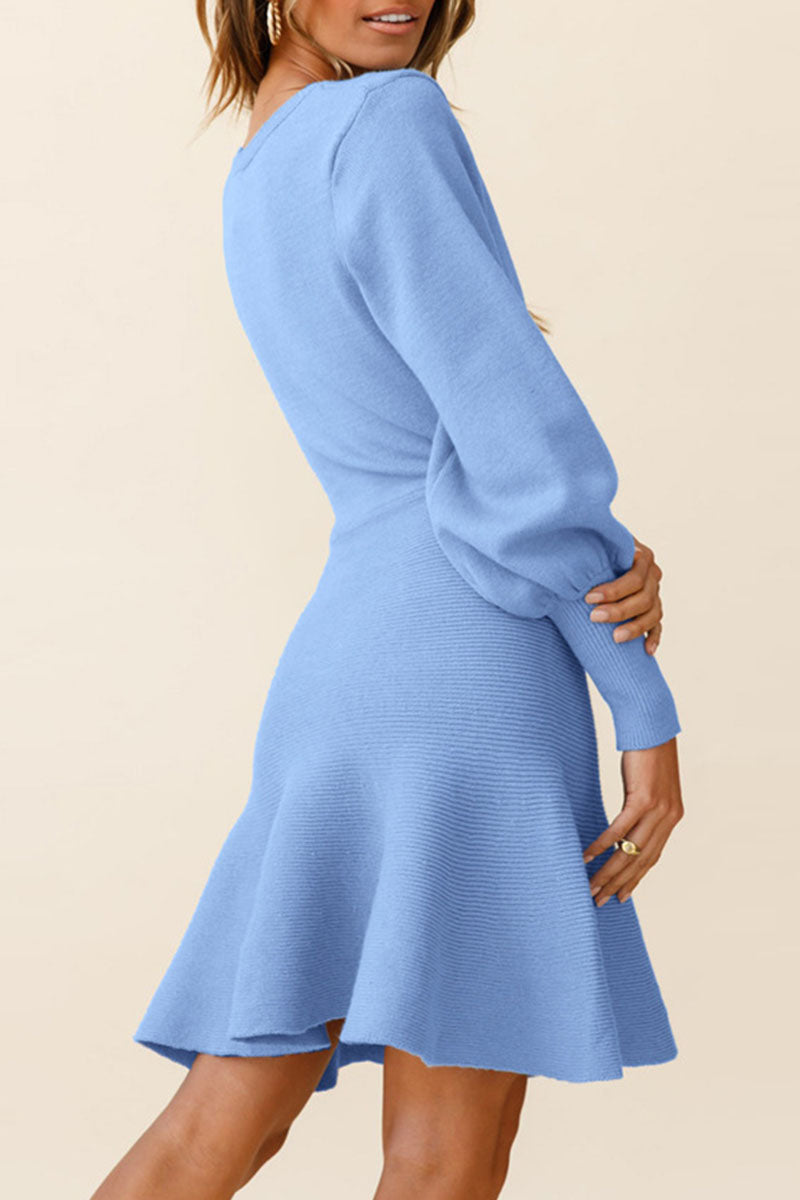 Fashion Celebrities Solid Patchwork O Neck A Line Dresses(4 Colors)