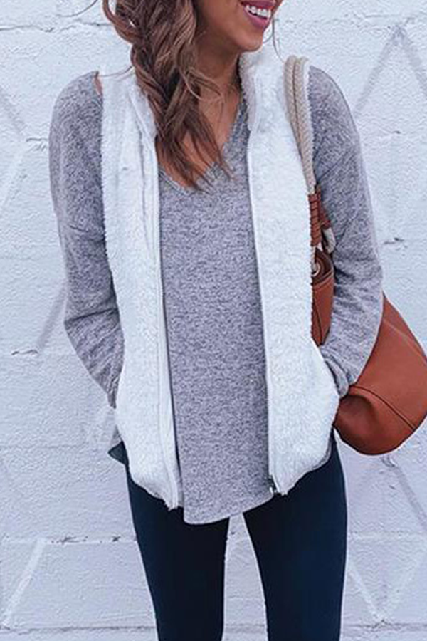 Fashion Solid Pocket Zipper Mandarin Collar Tops(7 colors)