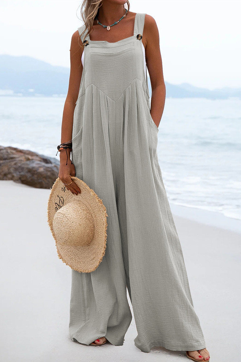 Casual Solid Split Joint Square Collar Loose Jumpsuits(7 colors)