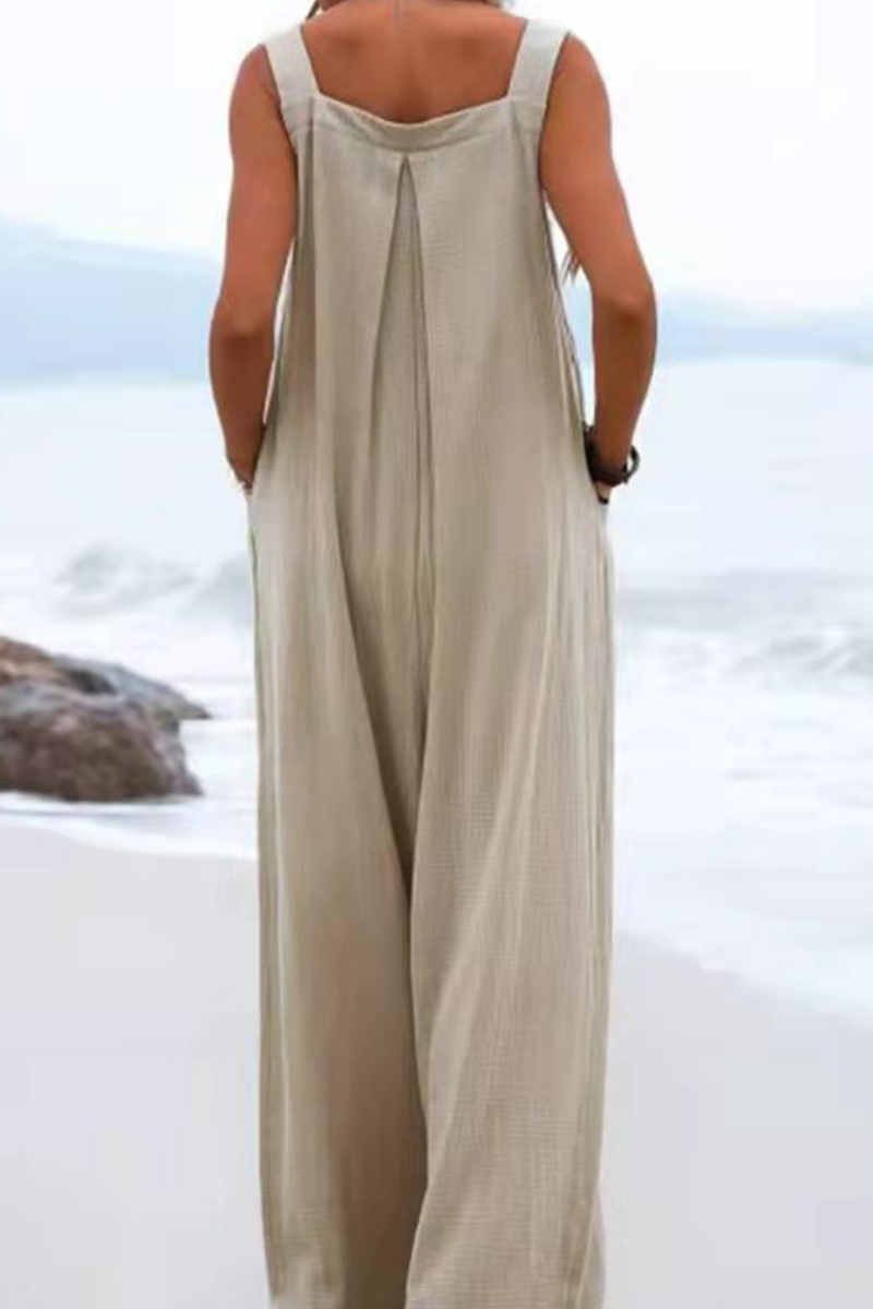 Casual Solid Split Joint Square Collar Loose Jumpsuits(7 colors)