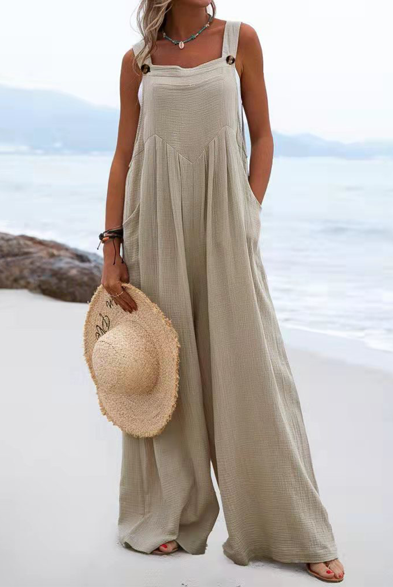 Casual Solid Split Joint Square Collar Loose Jumpsuits(7 colors)