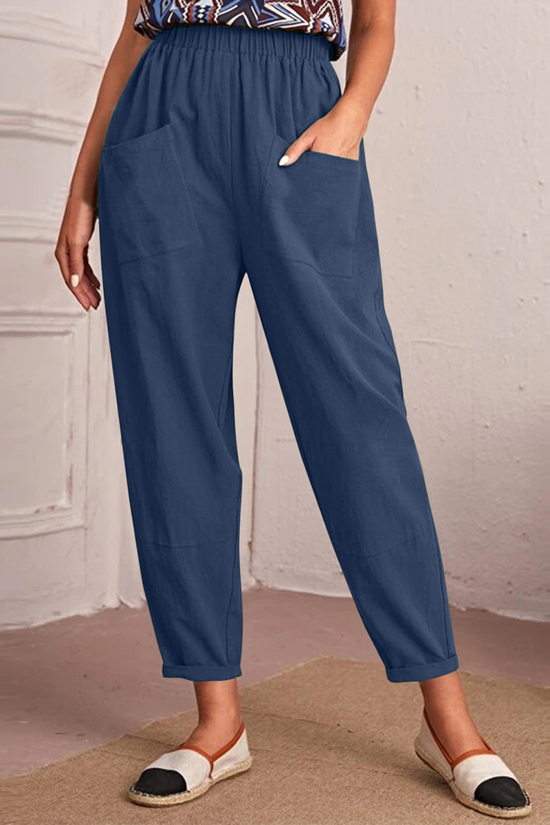 Casual Solid Patchwork Harlan Mid Waist Harlan Solid Color Bottoms