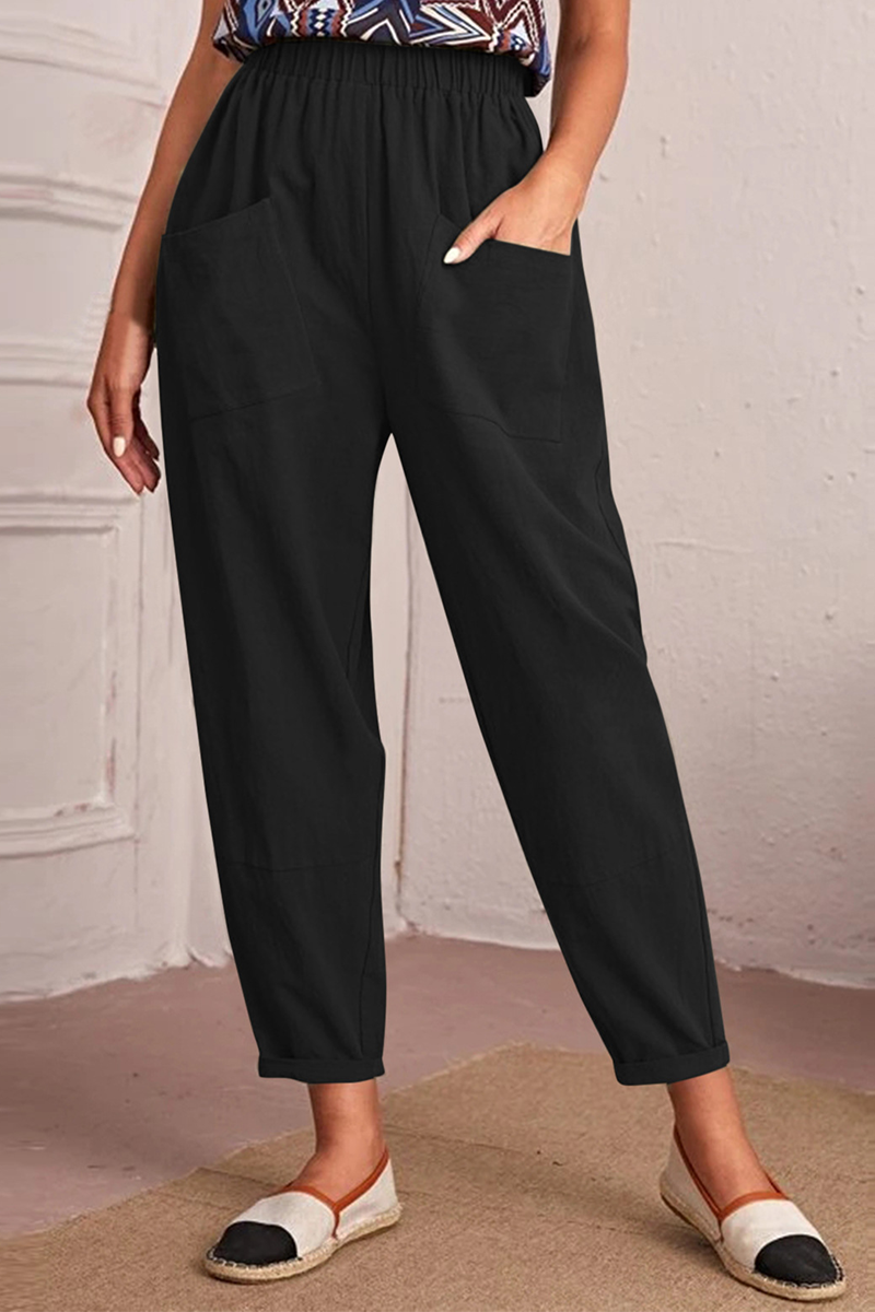 Casual Solid Patchwork Harlan Mid Waist Harlan Solid Color Bottoms