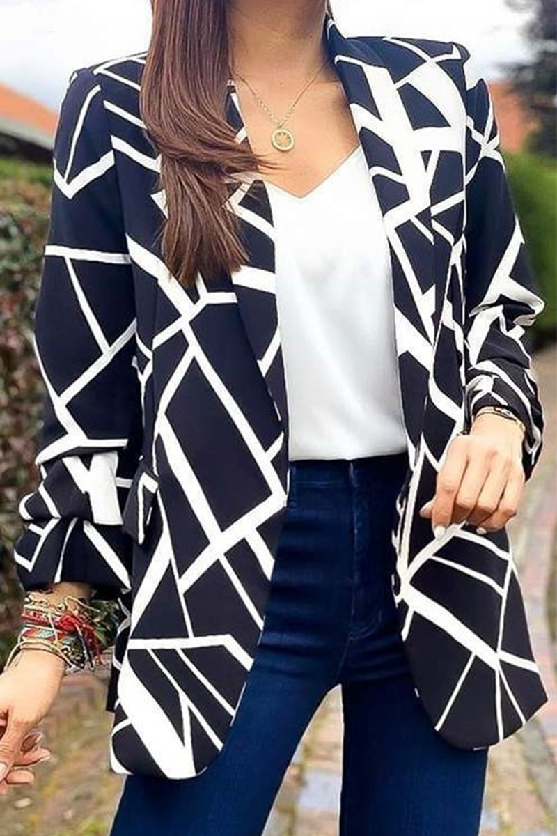 Fashion Print Printing Turndown Collar Outerwear(6 colors)