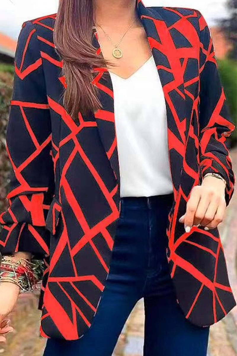 Fashion Print Printing Turndown Collar Outerwear(6 colors)