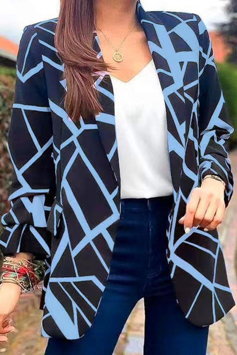 Fashion Print Printing Turndown Collar Outerwear(6 colors)