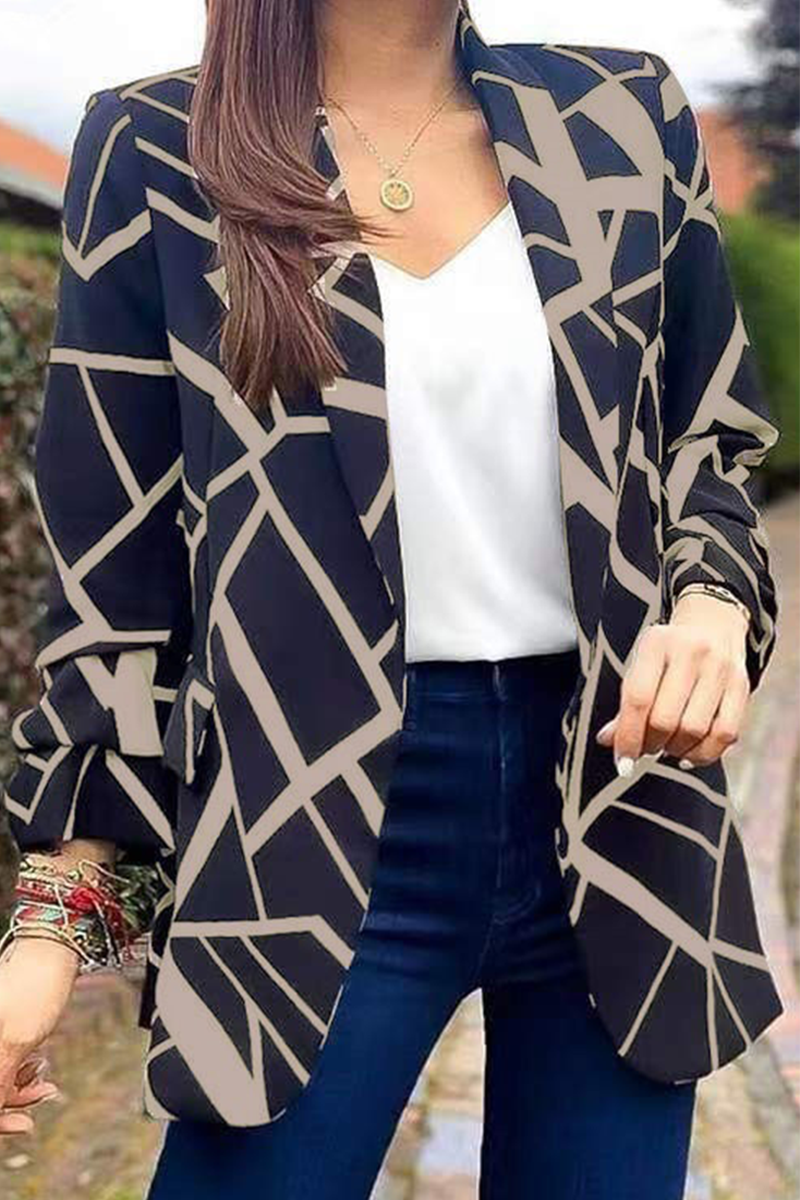 Fashion Print Printing Turndown Collar Outerwear(6 colors)