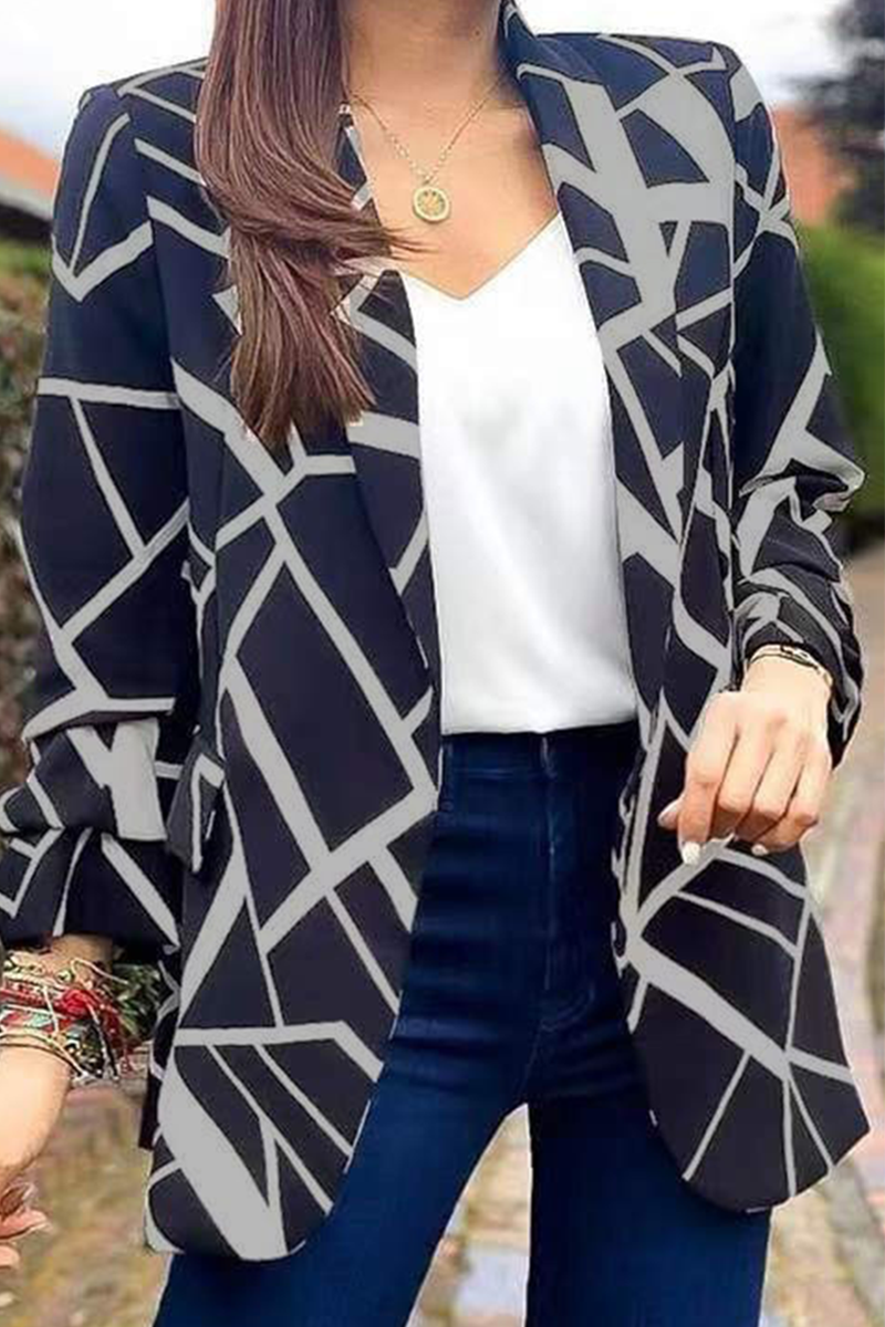 Fashion Print Printing Turndown Collar Outerwear(6 colors)