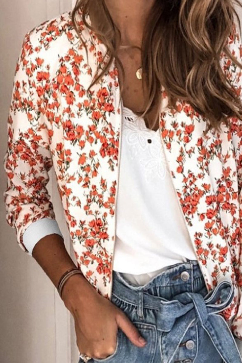 Fashion Floral Patchwork O Neck Outerwear(7 Colors)