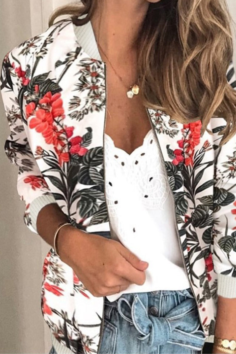 Fashion Floral Patchwork O Neck Outerwear(7 Colors)