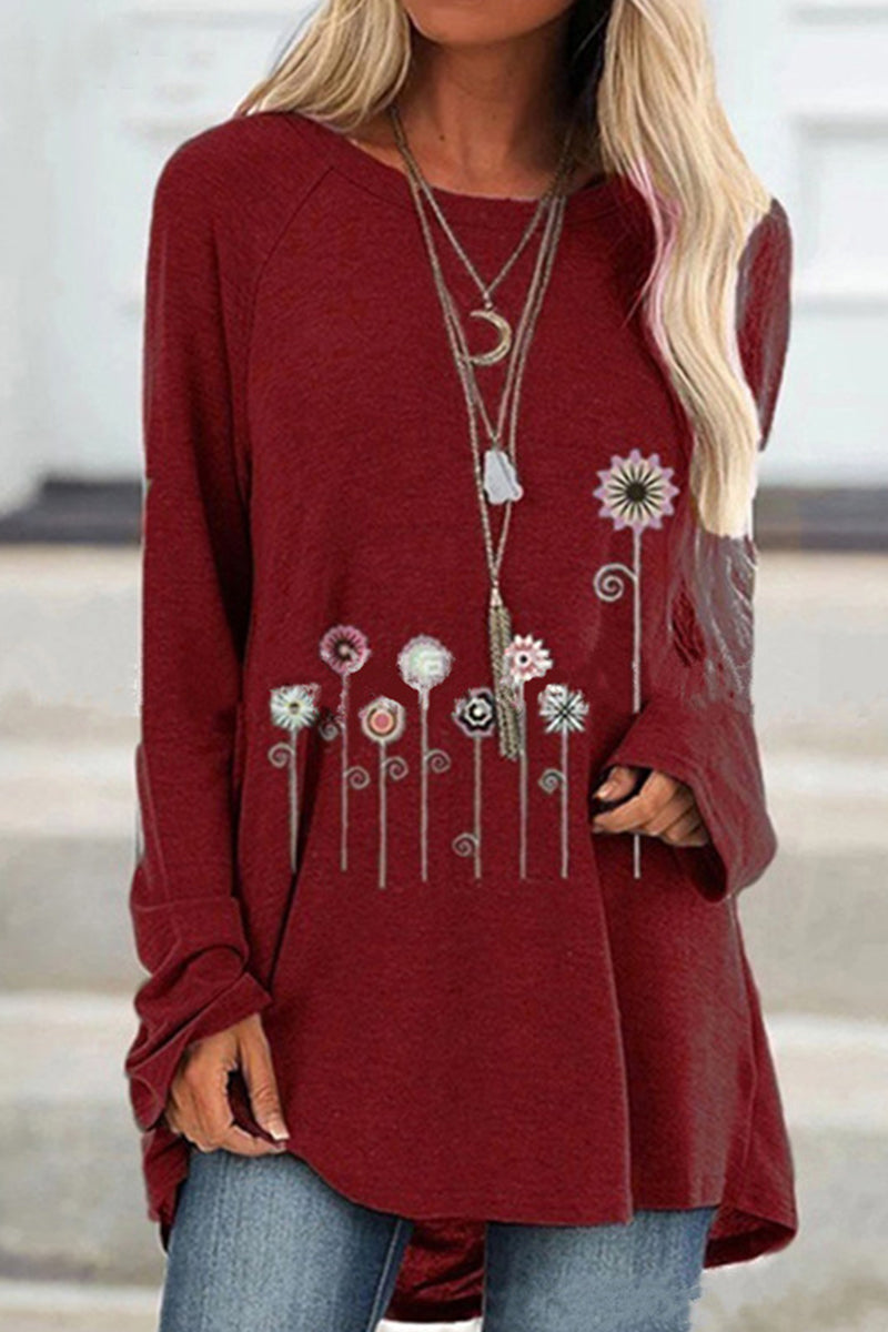 Casual Print Printing O Neck T-Shirts(12 Colors)