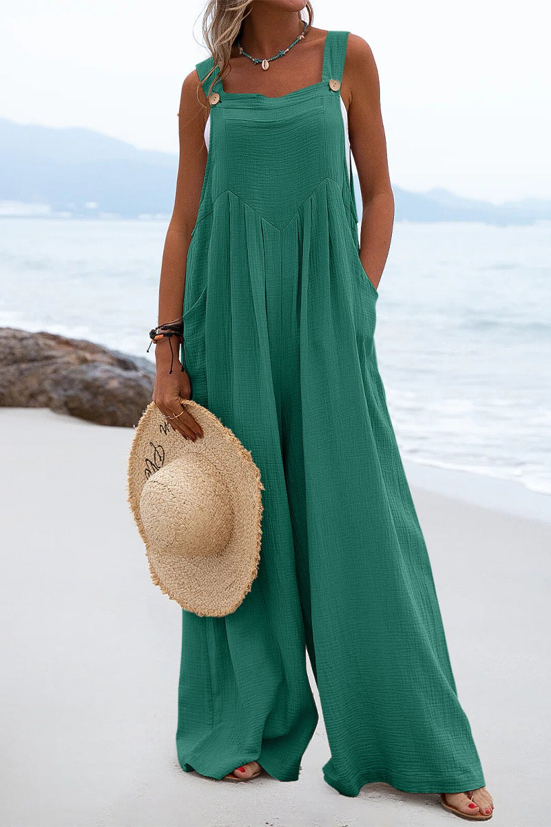 Casual Solid Split Joint Square Collar Loose Jumpsuits(7 colors)