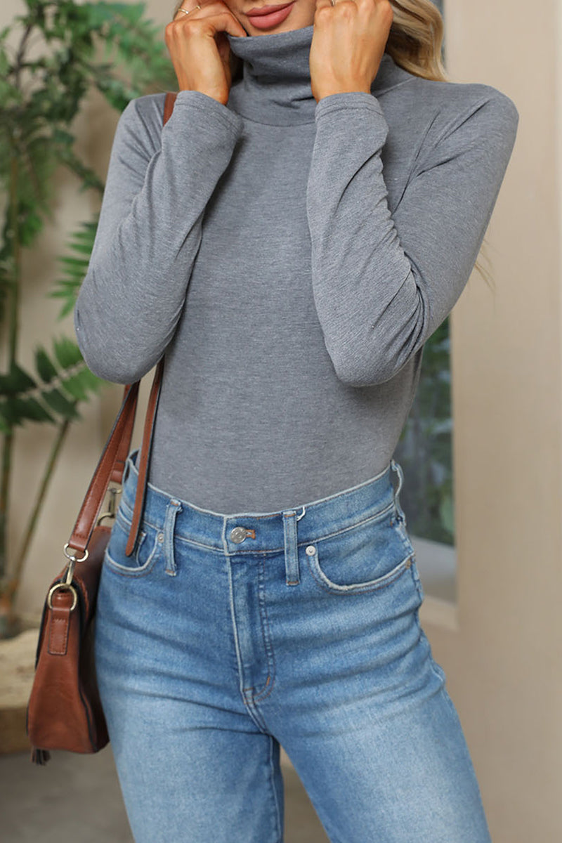 Daily Simplicity Solid Turtleneck Tops(6 Colors)