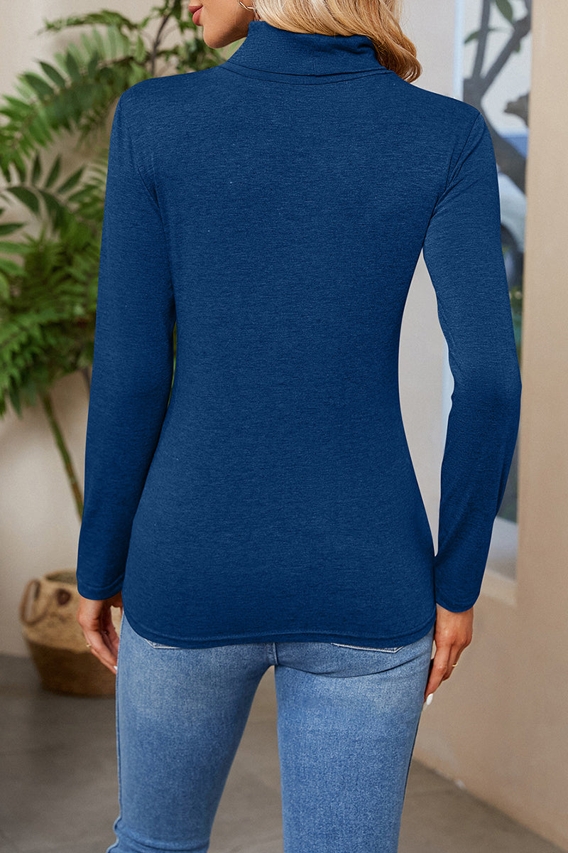 Daily Simplicity Solid Turtleneck Tops(6 Colors)