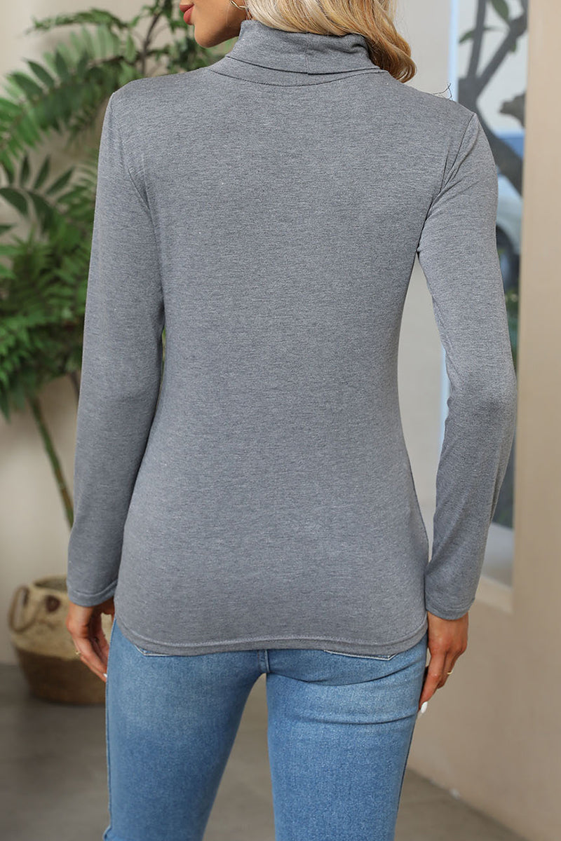 Daily Simplicity Solid Turtleneck Tops(6 Colors)