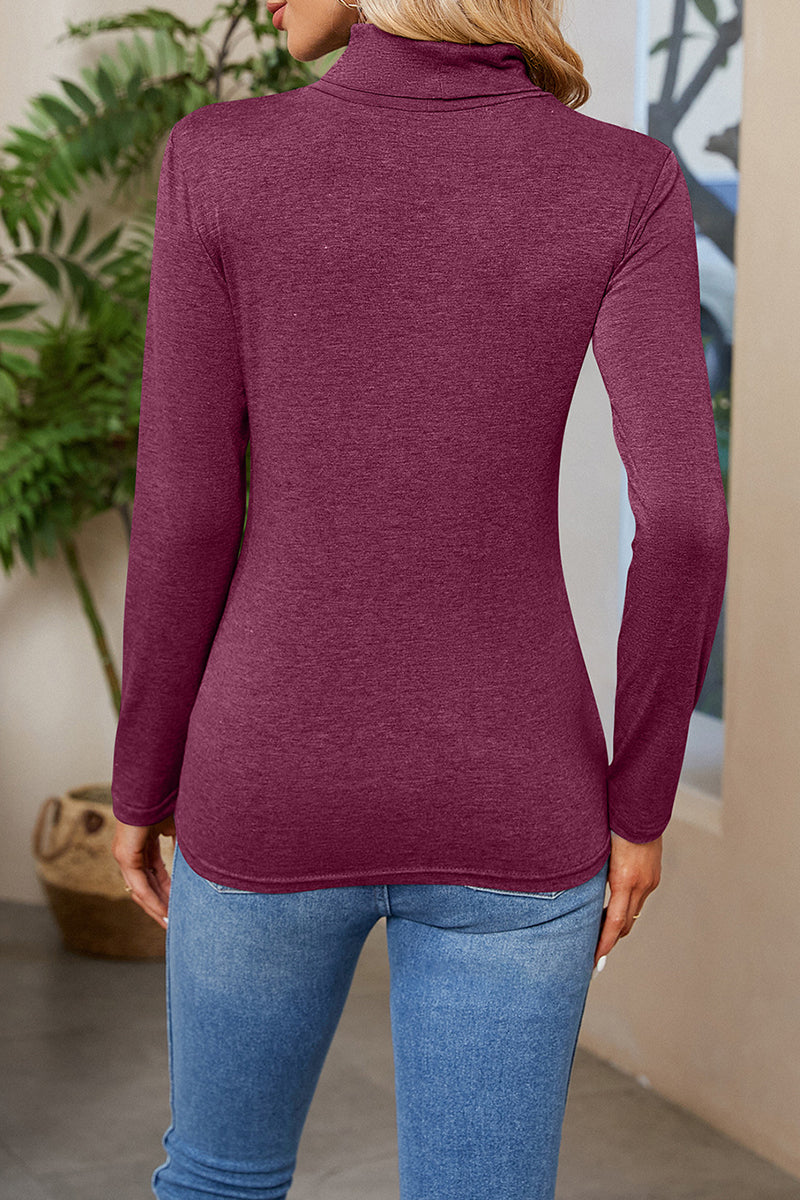 Daily Simplicity Solid Turtleneck Tops(6 Colors)