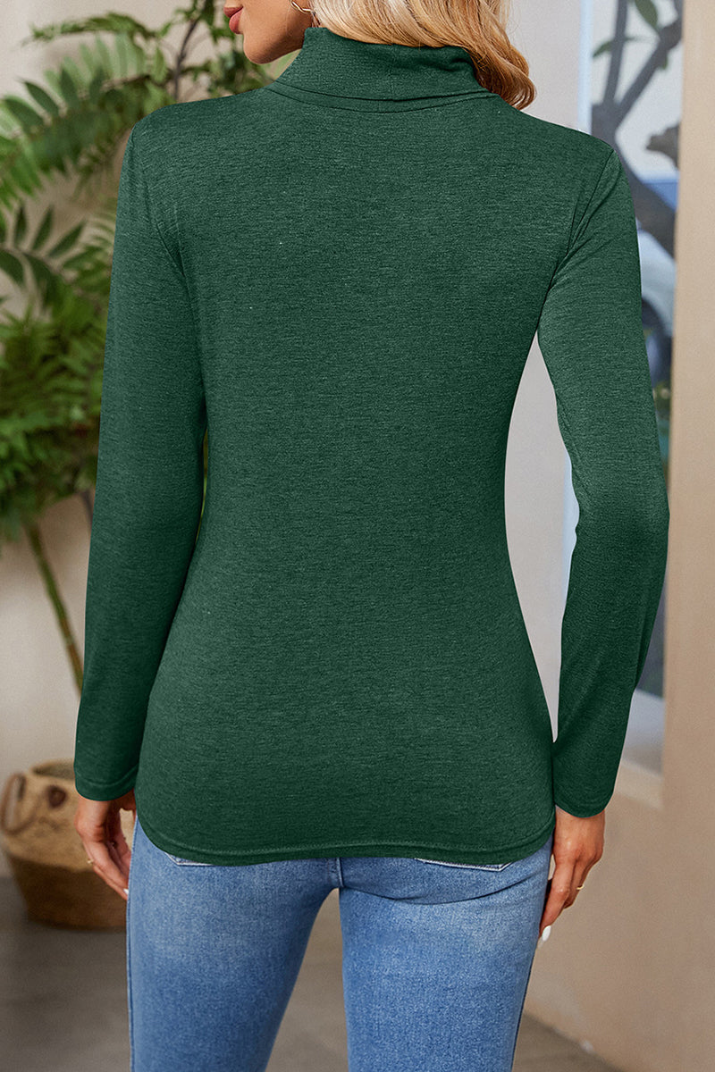 Daily Simplicity Solid Turtleneck Tops(6 Colors)