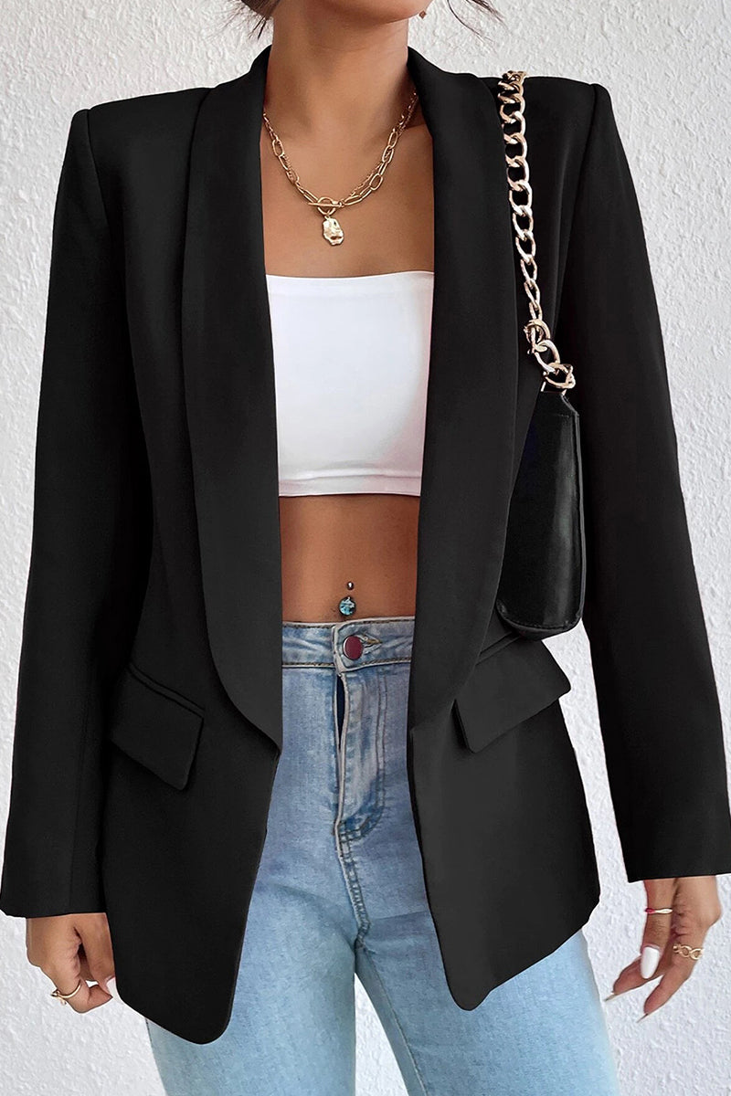 Work Solid Pocket Turn-back Collar Outerwear