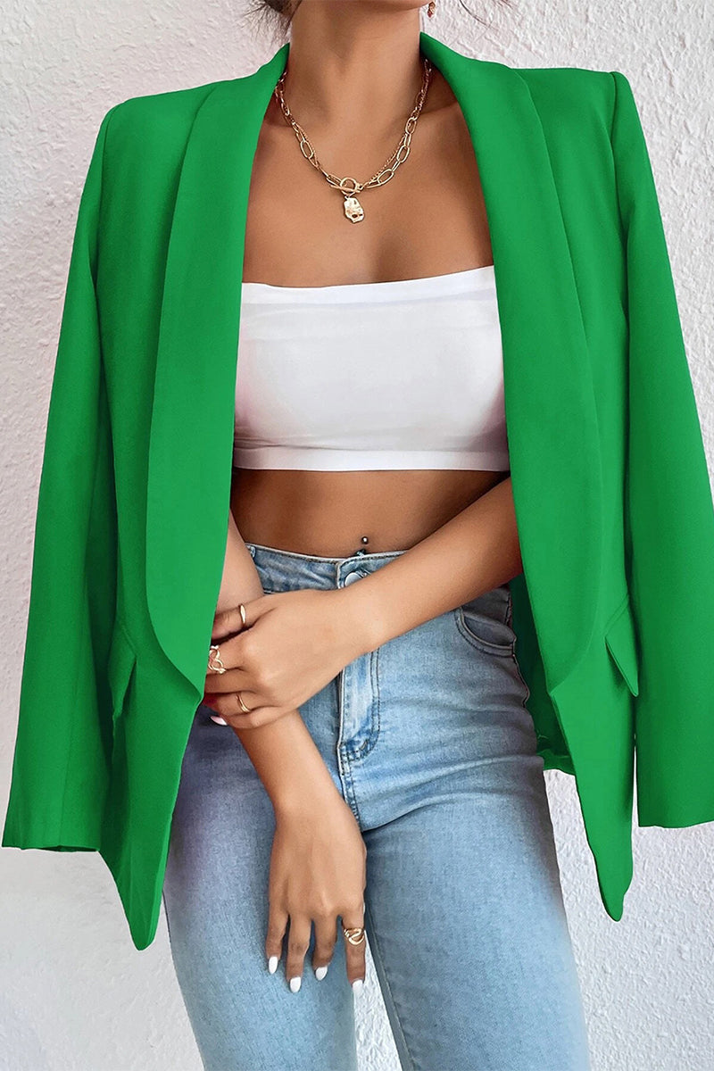 Work Solid Pocket Turn-back Collar Outerwear