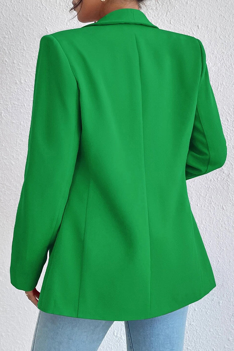 Work Solid Pocket Turn-back Collar Outerwear