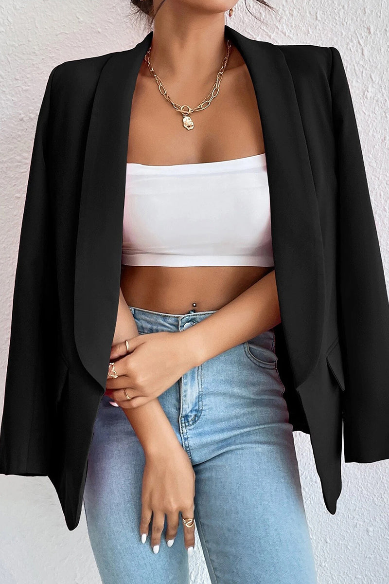 Work Solid Pocket Turn-back Collar Outerwear