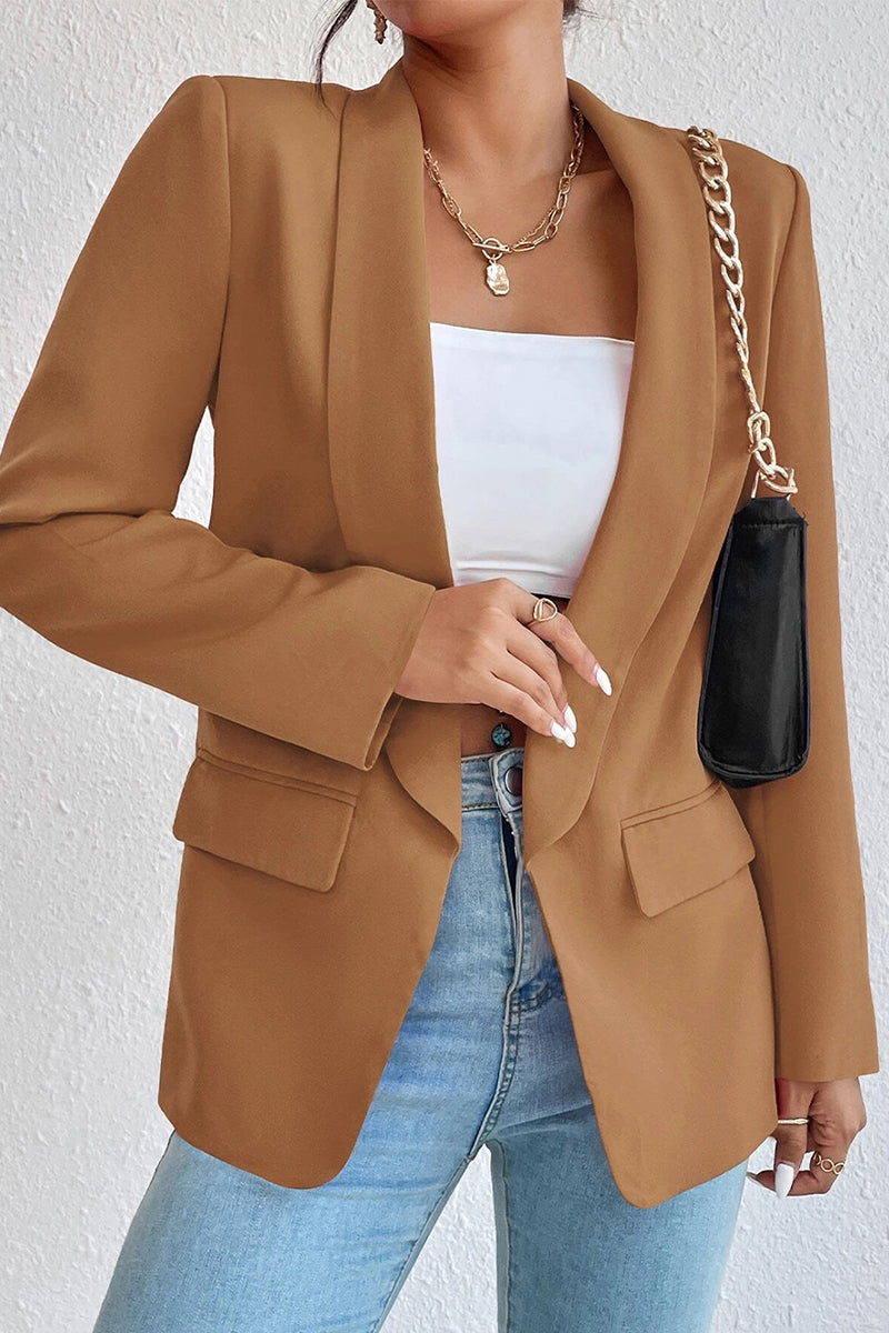 Work Solid Pocket Turn-back Collar Outerwear