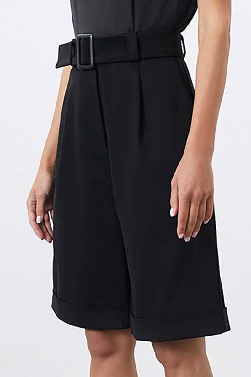 Casual Simplicity Solid With Belt High Waist Type A Solid Color Bottoms