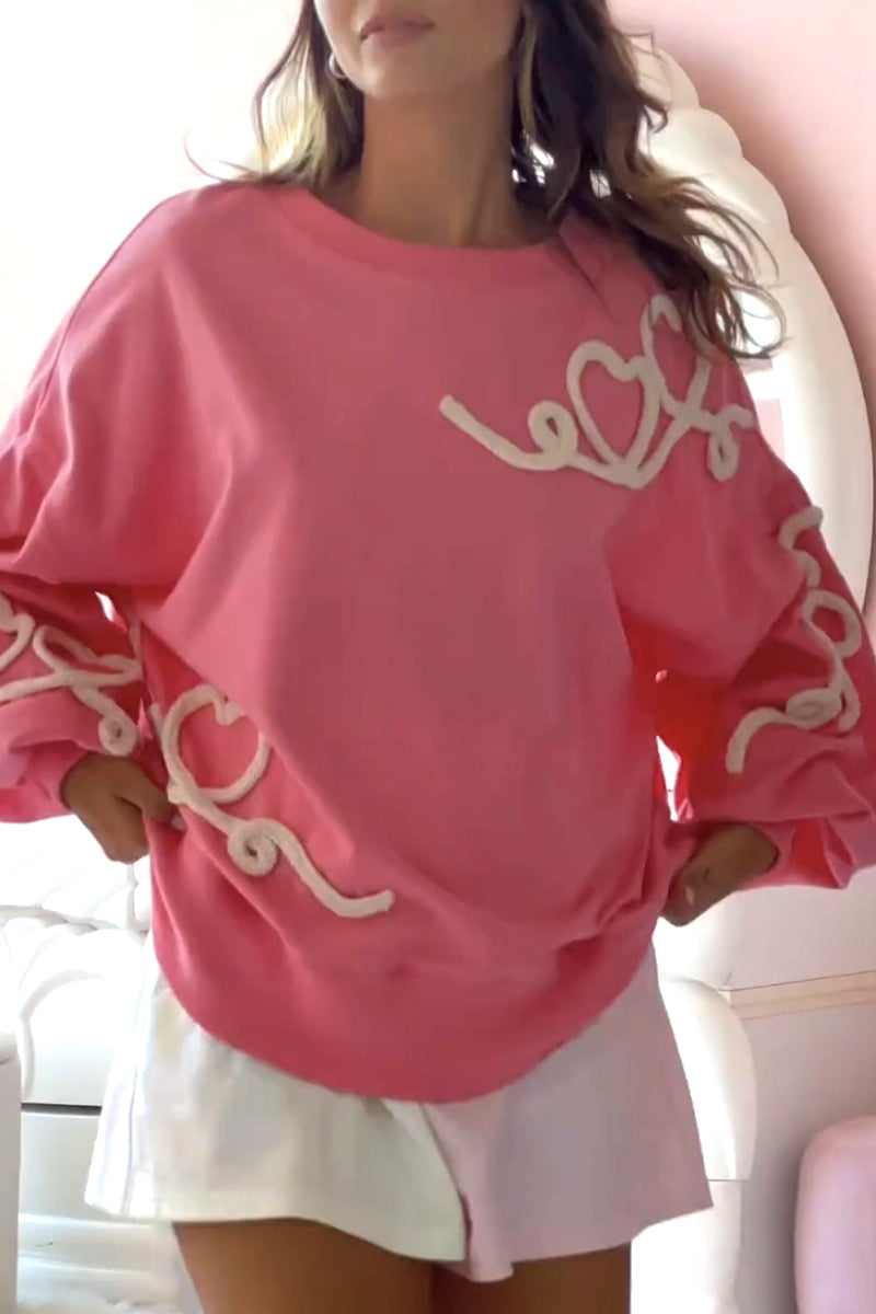 Casual Sweet Geometric Patch O Neck Sweats