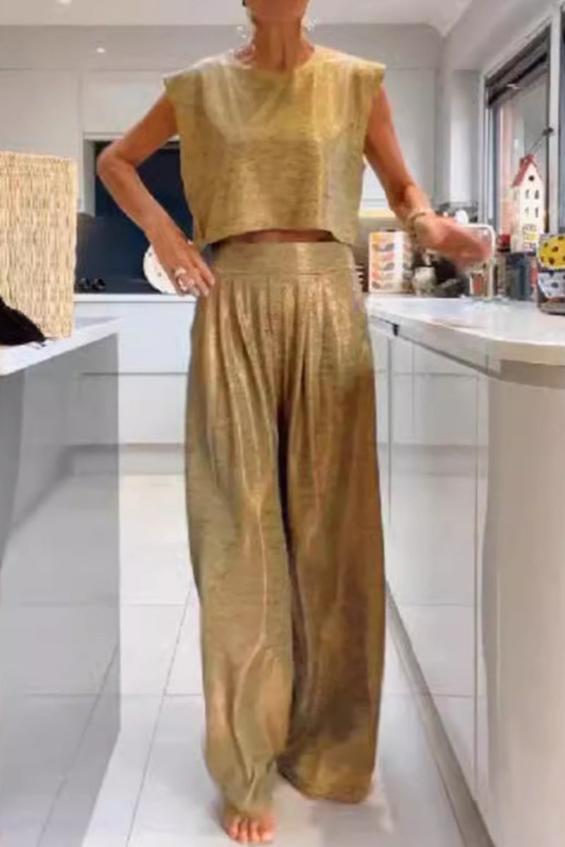 Casual Solid Basic O Neck Sleeveless Two Pieces (Subject To The Actual Object )(6 Colors)