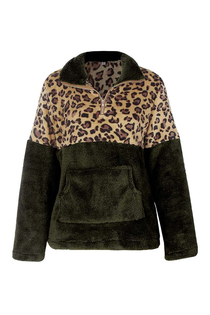 Omyke Leopard Stitching Tops