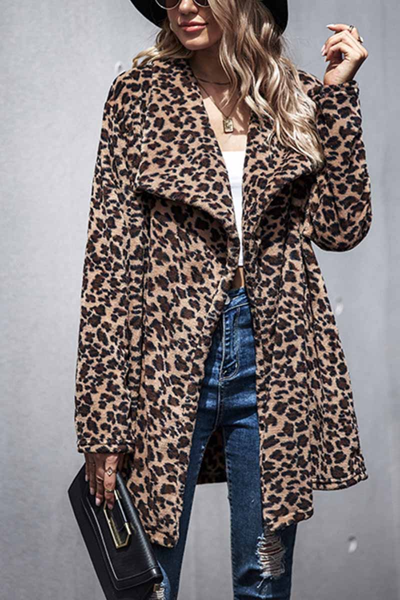 Omyke Sexy Leopard Long Coat