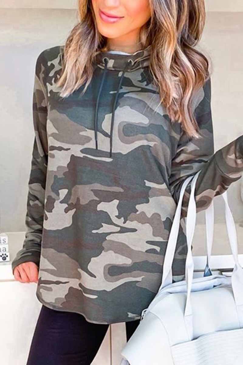 Omyke Cute Loose Camouflage Hoodie