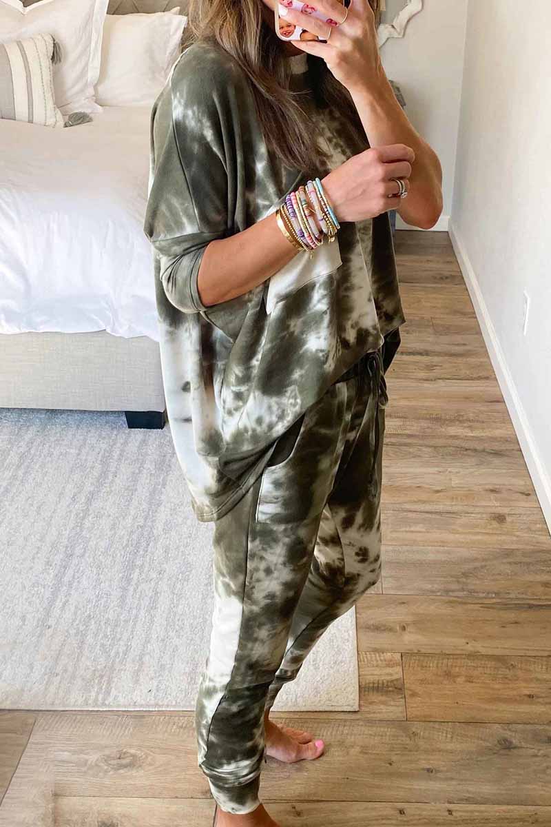 Omyke Dark Tie Dye Comfortable Casual Set