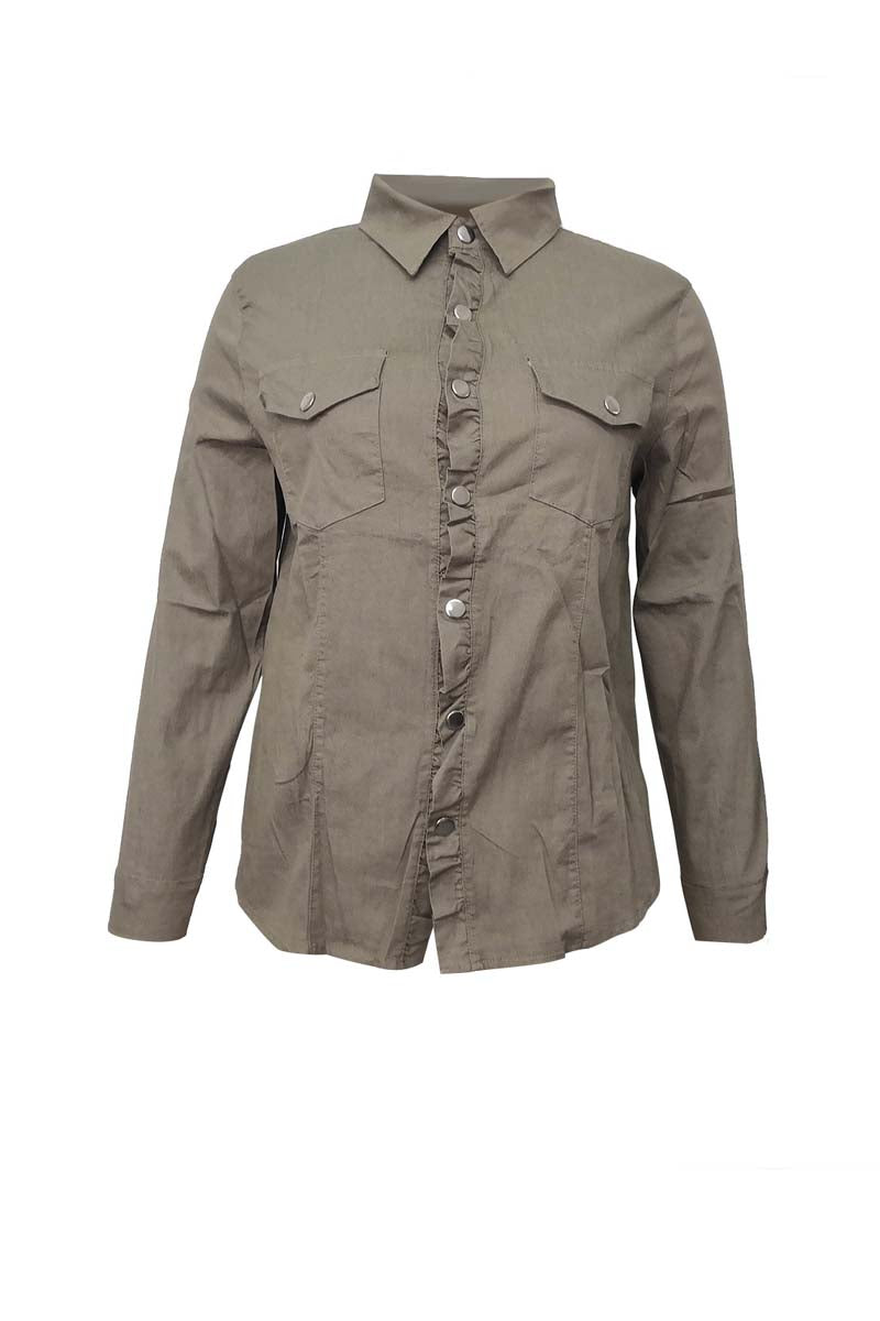 Omyke Long Sleeve Solid Color Jacket Tops(4 Colors)