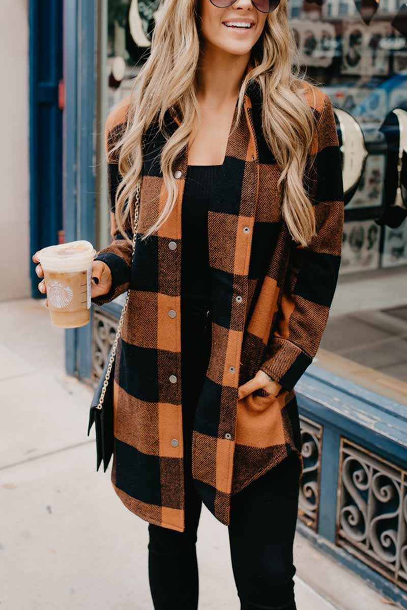 Omyke Contrast Plaid Coat