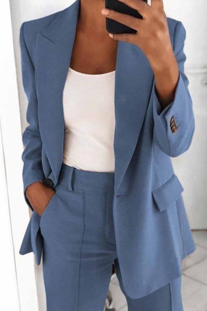 Florcoo Two-Piece Fashion Lapel Slim Cardigan Blazer(5 Colors)