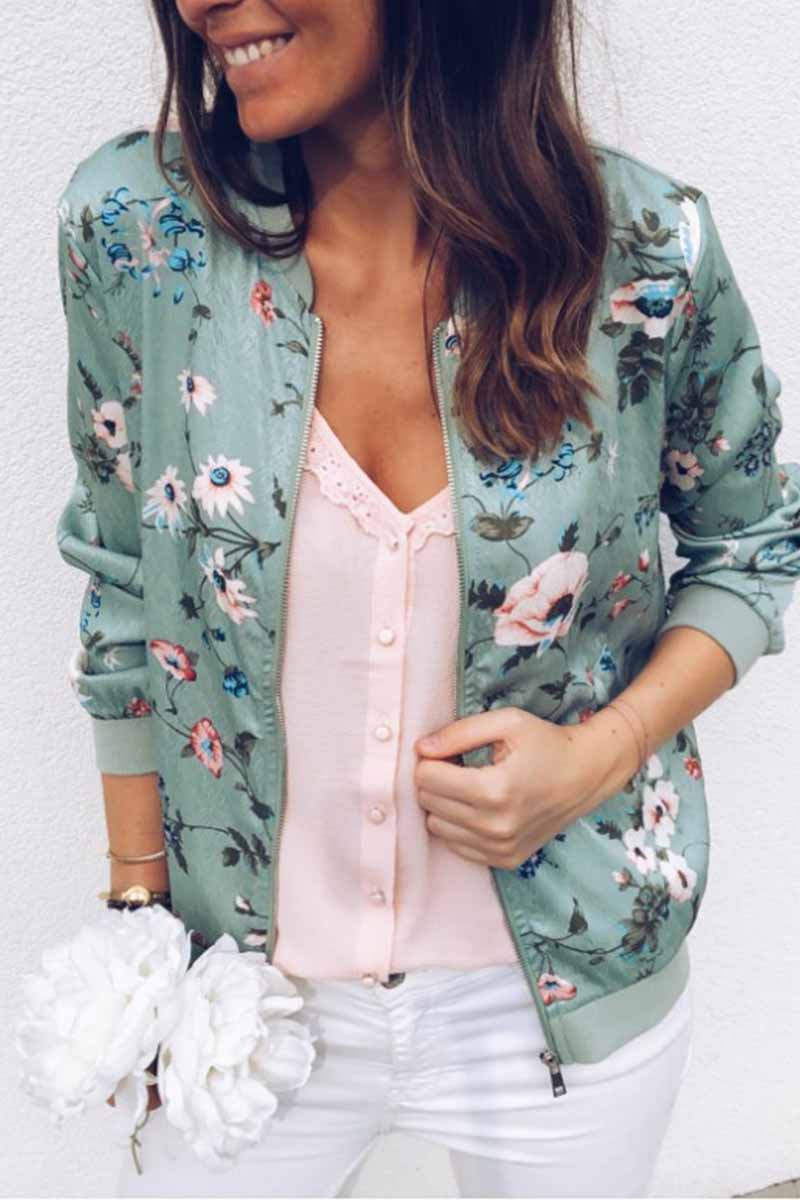 Omyke Casual Fashion Printed Round Neck Long Sleeve Jacket(3 Colors)
