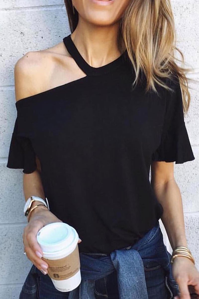 Omyke Casual Dew Shoulder T-shirt