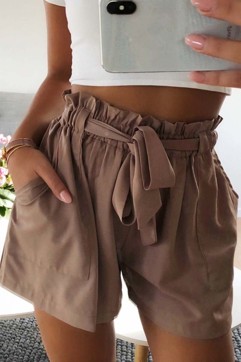 Omyke Casual Wide Leg Shorts With Ruffle(5 Colors)