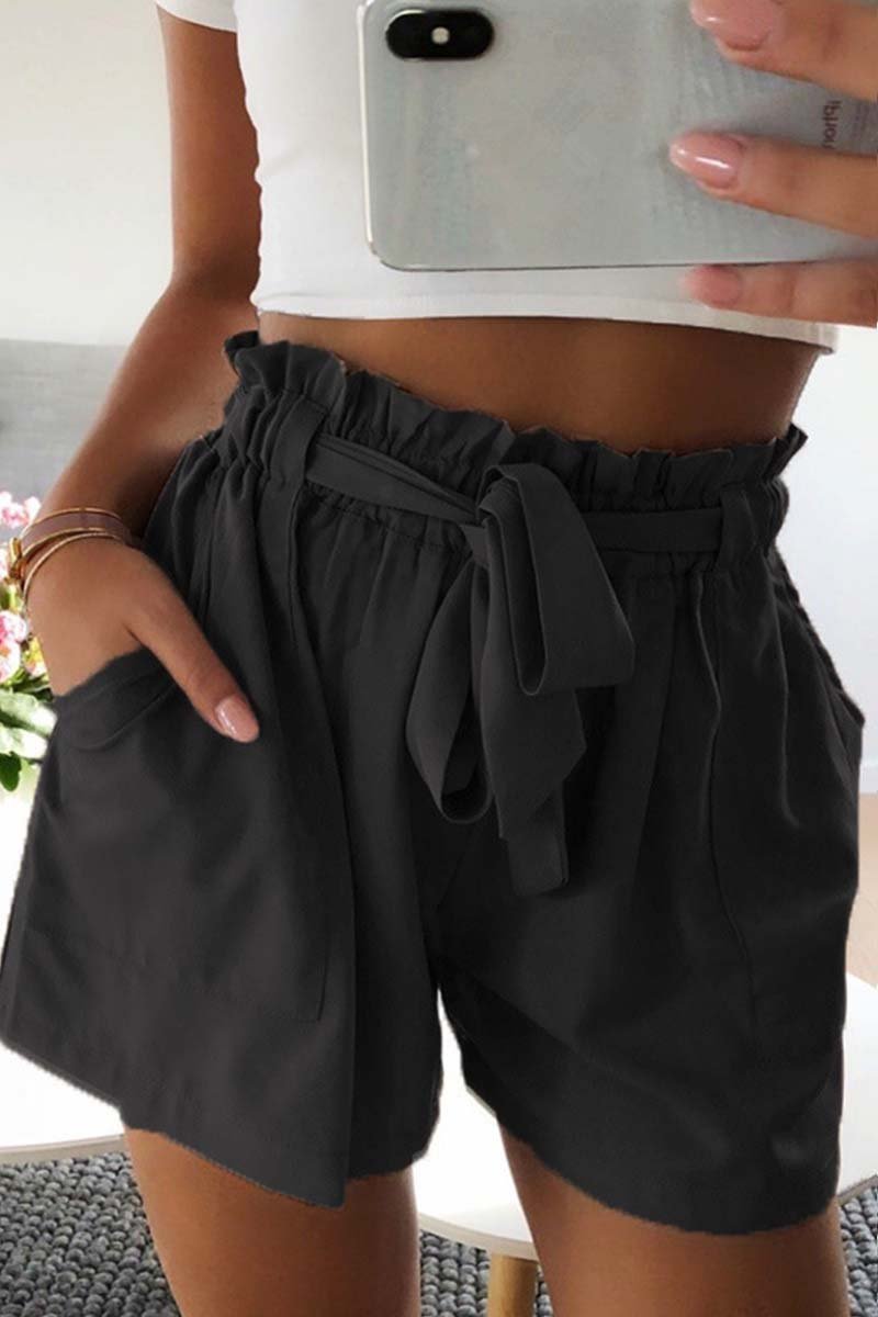 Omyke Casual Wide Leg Shorts With Ruffle(5 Colors)