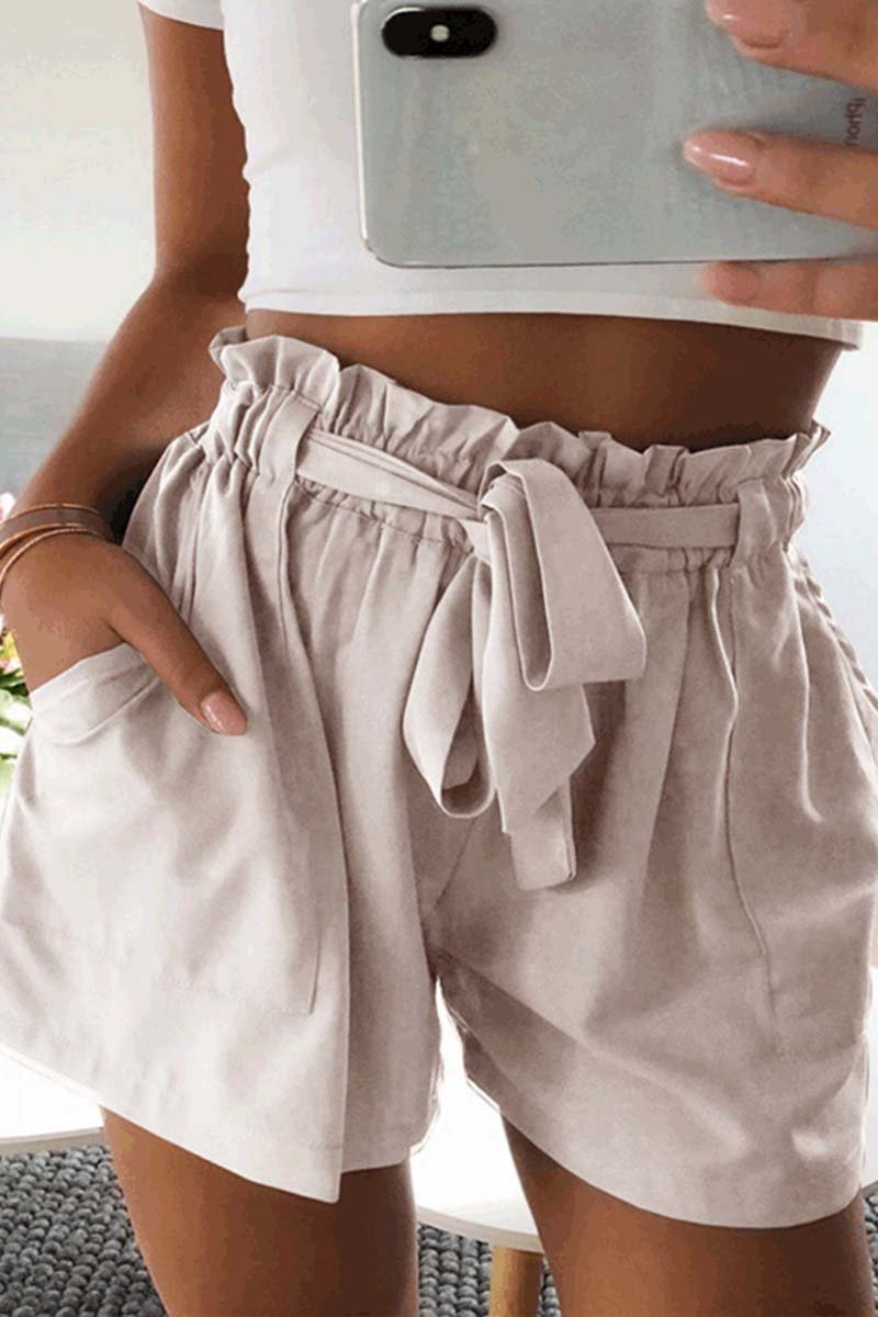 Omyke Casual Wide Leg Shorts With Ruffle(5 Colors)